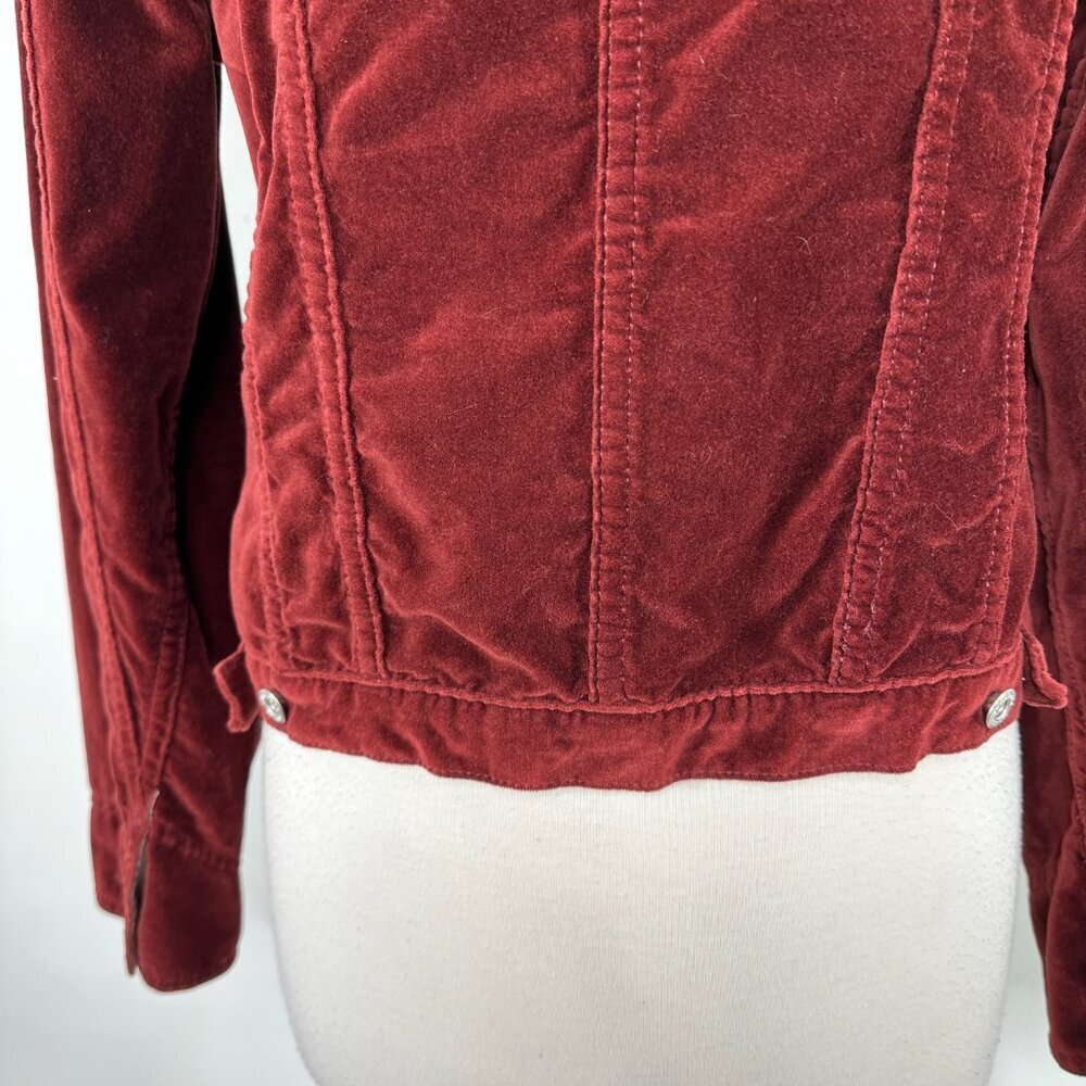 Sundance Wren Burgundy Velvet Velour Button Up Jacket Women's Size M - Picture 10 of 13